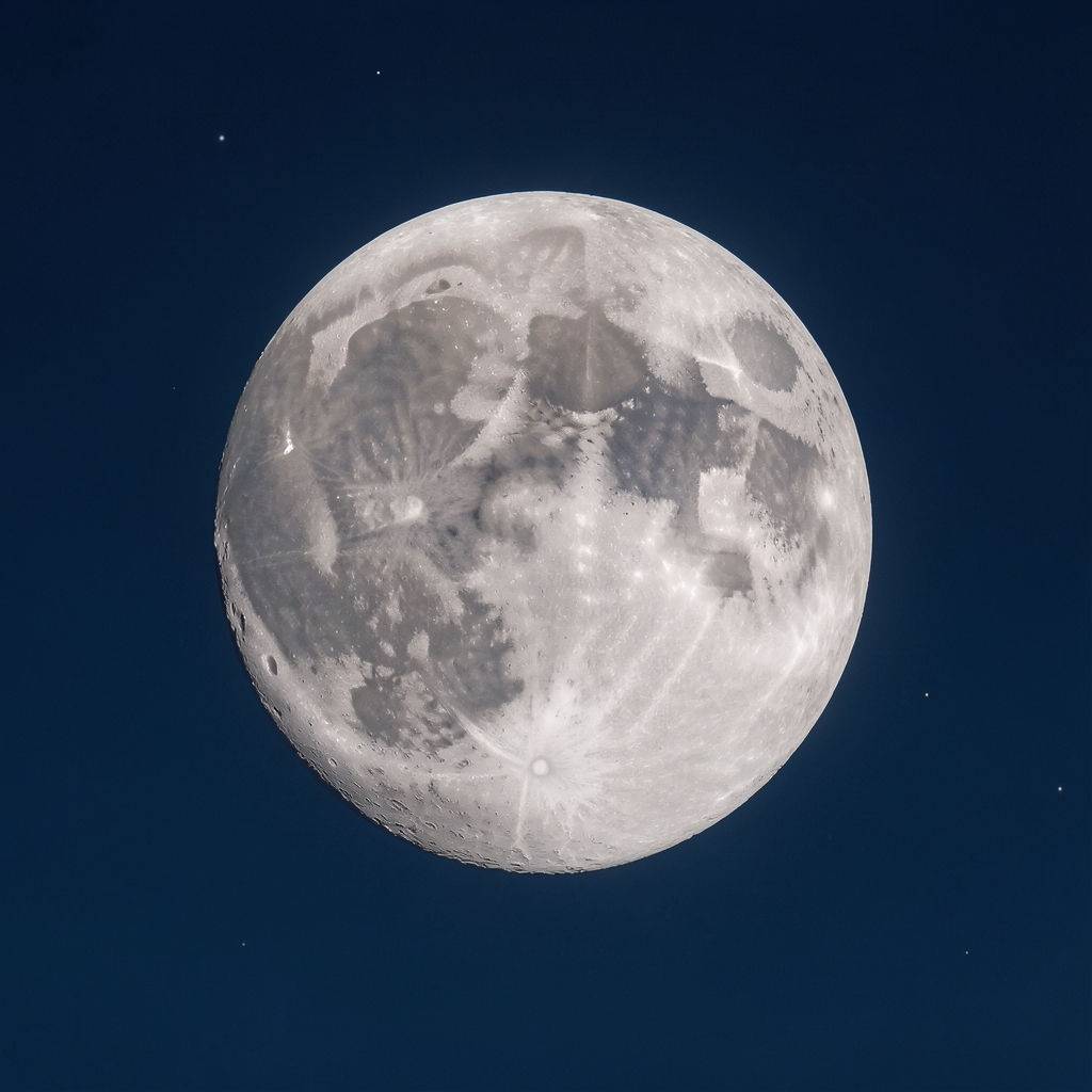 Luna llena con detalle de cráteres visible sobre un cielo nocturno despejado, asociada simbólicamente al signo Cáncer